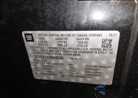 2017 Chevrolet Equinox Lt from USA, damaged, VIN 2GNFLFEK5H6342388